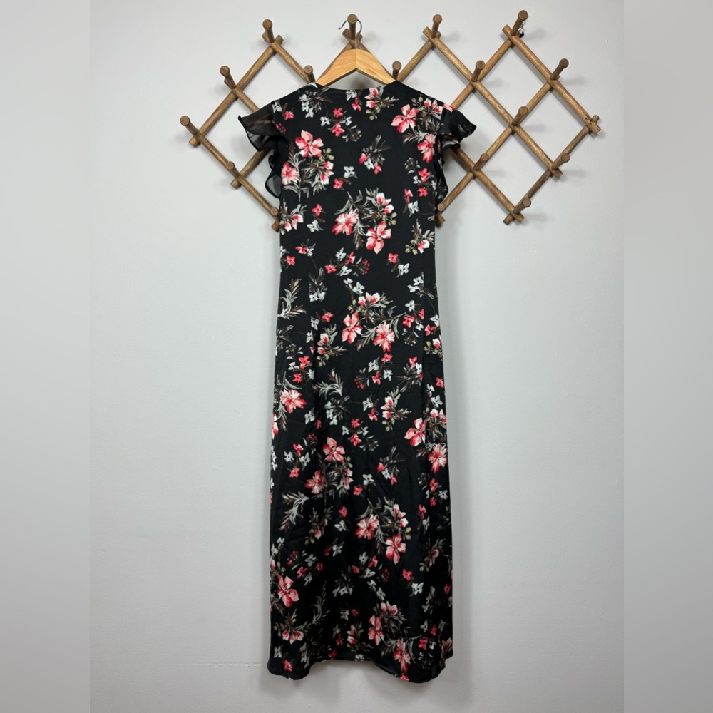 Avec Les Filles Cosmo Flower Satin & Chiffon Wrap Dress Size M - Picture 5 of 12